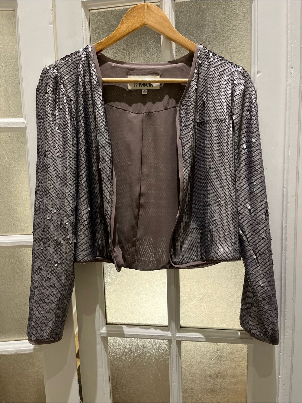 BB Dakota Silver Sequin Open-Front Blazer/Bolero
